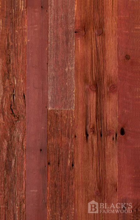 reclaimed antique prefinished red barn wood siding close up